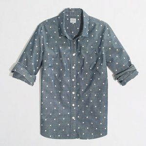 J. Crew Polka Dot Chambray Button Down Shirt